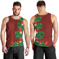 Hawaiian Taro Leaves-Hibiscus and Plumeria Men Tank Top Polynesian Art-Kakau Tattoo Red LT03 - Polynesian Pride