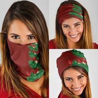 Hawaiian Taro Leaves-Hibiscus and Plumeria Neck Gaiter Polynesian Art-Kakau Tattoo Red LT03 - Polynesian Pride