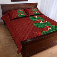Hawaiian Taro Leaves-Hibiscus and Plumeria Quilt Bed Set Polynesian Art-Kakau Tattoo Red LT03 - Polynesian Pride