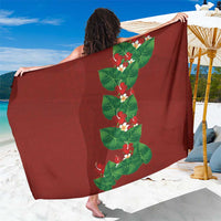 Hawaiian Taro Leaves-Hibiscus and Plumeria Sarong Polynesian Art-Kakau Tattoo Red LT03 One Size 44 x 66 inches Red - Polynesian Pride