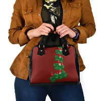 Hawaiian Taro Leaves-Hibiscus and Plumeria Shoulder Handbag Polynesian Art-Kakau Tattoo Red LT03 - Polynesian Pride