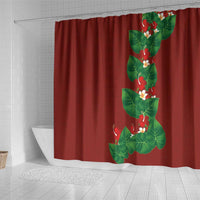Hawaiian Taro Leaves-Hibiscus and Plumeria Shower Curtain Polynesian Art-Kakau Tattoo Red LT03 - Polynesian Pride