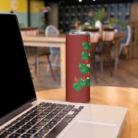 Hawaiian Taro Leaves-Hibiscus and Plumeria Skinny Tumbler Polynesian Art-Kakau Tattoo Red LT03 - Polynesian Pride