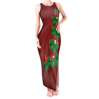 Hawaiian Taro Leaves-Hibiscus and Plumeria Tank Maxi Dress Polynesian Art-Kakau Tattoo Red LT03 Women Red - Polynesian Pride