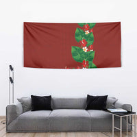 Hawaiian Taro Leaves-Hibiscus and Plumeria Tapestry Polynesian Art-Kakau Tattoo Red LT03 - Polynesian Pride