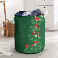 Hawaiian Taro Leaves-Hibiscus and Plumeria Laundry Basket Polynesian Art-Kakau Tattoo Green LT03 Green - Polynesian Pride