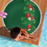 Hawaiian Taro Leaves-Hibiscus and Plumeria Beach Blanket Polynesian Art-Kakau Tattoo Green LT03 - Polynesian Pride