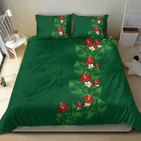 Hawaiian Taro Leaves-Hibiscus and Plumeria Bedding Set Polynesian Art-Kakau Tattoo Green LT03 - Polynesian Pride