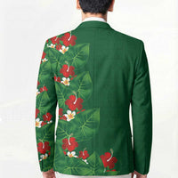 Hawaiian Taro Leaves-Hibiscus and Plumeria Blazer Polynesian Art-Kakau Tattoo Green LT03 - Polynesian Pride