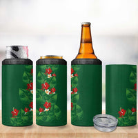 Hawaiian Taro Leaves-Hibiscus and Plumeria 4 in 1 Can Cooler Tumbler Polynesian Art-Kakau Tattoo Green LT03 - Polynesian Pride