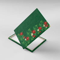 Hawaiian Taro Leaves-Hibiscus and Plumeria Canvas Wall Art Polynesian Art-Kakau Tattoo Green LT03 With Frame Green - Polynesian Pride