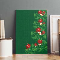 Hawaiian Taro Leaves-Hibiscus and Plumeria Canvas Wall Art Polynesian Art-Kakau Tattoo Green LT03 - Polynesian Pride