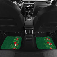 Hawaiian Taro Leaves-Hibiscus and Plumeria Car Mats Polynesian Art-Kakau Tattoo Green LT03 Set 2pcs - Back Green - Polynesian Pride