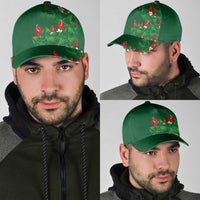 Hawaiian Taro Leaves-Hibiscus and Plumeria Classic Cap Polynesian Art-Kakau Tattoo Green LT03 - Polynesian Pride