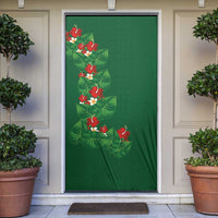 Hawaiian Taro Leaves-Hibiscus and Plumeria Door Cover Polynesian Art-Kakau Tattoo Green LT03 Green - Polynesian Pride