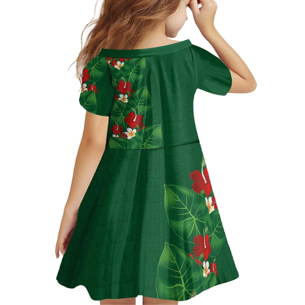 Hawaiian Taro Leaves-Hibiscus and Plumeria Family Matching Tank Maxi Dress and Hawaiian Shirt Polynesian Art-Kakau Tattoo Green LT03 - Polynesian Pride