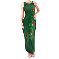 Hawaiian Taro Leaves-Hibiscus and Plumeria Family Matching Tank Maxi Dress and Hawaiian Shirt Polynesian Art-Kakau Tattoo Green LT03 Mom's Dress Green - Polynesian Pride
