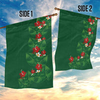 Hawaiian Taro Leaves-Hibiscus and Plumeria Garden Flag Polynesian Art-Kakau Tattoo Green LT03 - Polynesian Pride