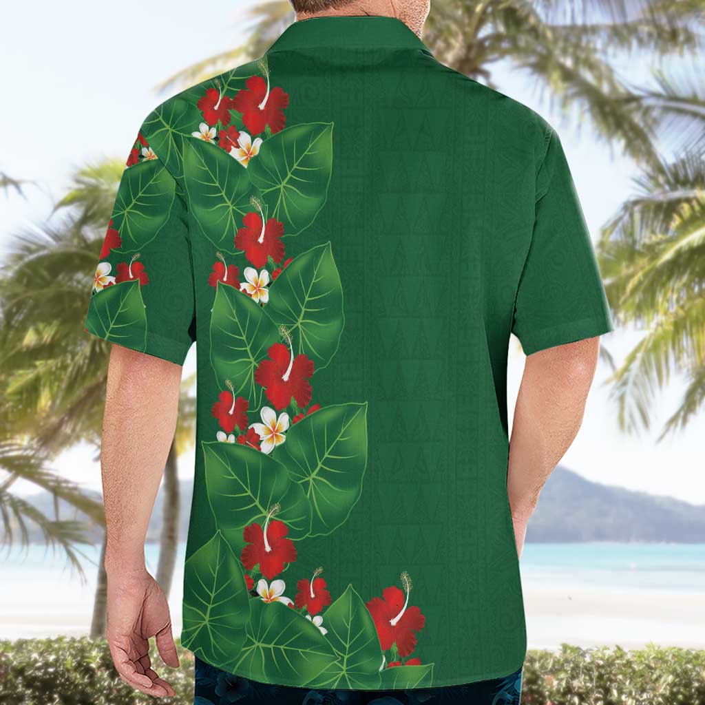 Hawaiian Taro Leaves-Hibiscus and Plumeria Hawaiian Shirt Polynesian Art-Kakau Tattoo Green LT03 - Polynesian Pride