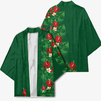 Hawaiian Taro Leaves-Hibiscus and Plumeria Kimono Polynesian Art-Kakau Tattoo Green LT03 - Polynesian Pride