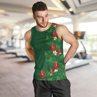 Hawaiian Taro Leaves-Hibiscus and Plumeria Men Tank Top Polynesian Art-Kakau Tattoo Green LT03 Green - Polynesian Pride