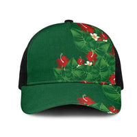 Hawaiian Taro Leaves-Hibiscus and Plumeria Mesh Trucker Cap Polynesian Art-Kakau Tattoo Green LT03 One Size Black Green - Polynesian Pride