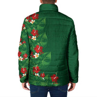 Hawaiian Taro Leaves-Hibiscus and Plumeria Padded Jacket Polynesian Art-Kakau Tattoo Green LT03 - Polynesian Pride