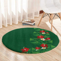 Hawaiian Taro Leaves-Hibiscus and Plumeria Round Carpet Polynesian Art-Kakau Tattoo Green LT03 - Polynesian Pride