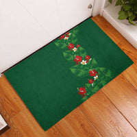 Hawaiian Taro Leaves-Hibiscus and Plumeria Rubber Doormat Polynesian Art-Kakau Tattoo Green LT03 - Polynesian Pride