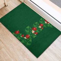 Hawaiian Taro Leaves-Hibiscus and Plumeria Rubber Doormat Polynesian Art-Kakau Tattoo Green LT03 - Polynesian Pride