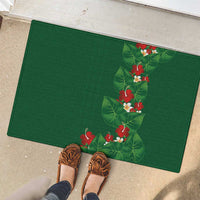 Hawaiian Taro Leaves-Hibiscus and Plumeria Rubber Doormat Polynesian Art-Kakau Tattoo Green LT03 - Polynesian Pride