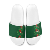 Hawaiian Taro Leaves-Hibiscus and Plumeria Slide Sandals Polynesian Art-Kakau Tattoo Green LT03 Green - Polynesian Pride