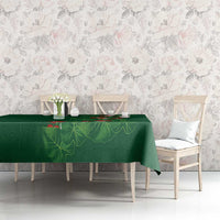 Hawaiian Taro Leaves-Hibiscus and Plumeria Tablecloth Polynesian Art-Kakau Tattoo Green LT03 - Polynesian Pride