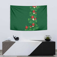 Hawaiian Taro Leaves-Hibiscus and Plumeria Tapestry Polynesian Art-Kakau Tattoo Green LT03 - Polynesian Pride