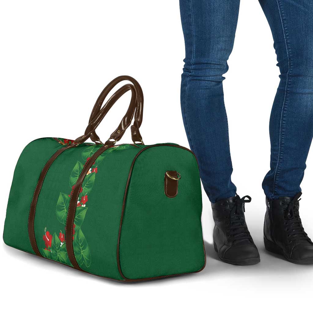 Hawaiian Taro Leaves-Hibiscus and Plumeria Travel Bag Polynesian Art-Kakau Tattoo Green LT03 - Polynesian Pride