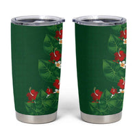 Hawaiian Taro Leaves-Hibiscus and Plumeria Tumbler Cup Polynesian Art-Kakau Tattoo Green LT03 Green - Polynesian Pride
