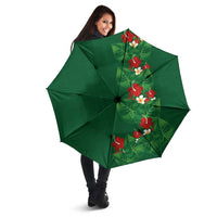 Hawaiian Taro Leaves-Hibiscus and Plumeria Umbrella Polynesian Art-Kakau Tattoo Green LT03 - Polynesian Pride
