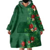 Hawaiian Taro Leaves-Hibiscus and Plumeria Wearable Blanket Hoodie Polynesian Art-Kakau Tattoo Green LT03 - Polynesian Pride