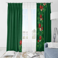 Hawaiian Taro Leaves-Hibiscus and Plumeria Window Curtain Polynesian Art-Kakau Tattoo Green LT03 - Polynesian Pride