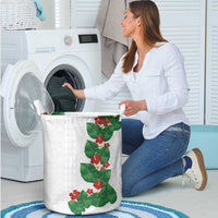 Hawaiian Taro Leaves-Hibiscus and Plumeria Laundry Basket Polynesian Art-Kakau Tattoo White LT03 - Polynesian Pride