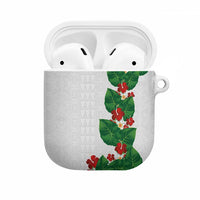 Hawaiian Taro Leaves-Hibiscus and Plumeria AirPods Case Polynesian Art-Kakau Tattoo White LT03 White - Polynesian Pride