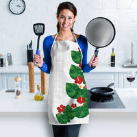 Hawaiian Taro Leaves-Hibiscus and Plumeria Apron Polynesian Art-Kakau Tattoo White LT03 - Polynesian Pride