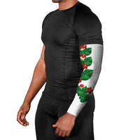 Hawaiian Taro Leaves-Hibiscus and Plumeria Arm Sleeves Polynesian Art-Kakau Tattoo White LT03 - Polynesian Pride