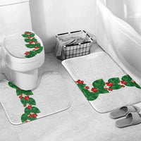 Hawaiian Taro Leaves-Hibiscus and Plumeria Bathroom Set Polynesian Art-Kakau Tattoo White LT03 Mat Set Only (3 pcs) One Size White - Polynesian Pride