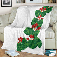 Hawaiian Taro Leaves-Hibiscus and Plumeria Blanket Polynesian Art-Kakau Tattoo White LT03 - Polynesian Pride