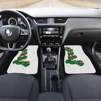 Hawaiian Taro Leaves-Hibiscus and Plumeria Car Mats Polynesian Art-Kakau Tattoo White LT03 Set 2pcs - Front White - Polynesian Pride