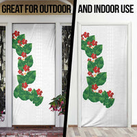 Hawaiian Taro Leaves-Hibiscus and Plumeria Door Cover Polynesian Art-Kakau Tattoo White LT03 - Polynesian Pride