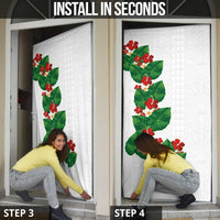 Hawaiian Taro Leaves-Hibiscus and Plumeria Door Cover Polynesian Art-Kakau Tattoo White LT03 - Polynesian Pride