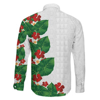 Hawaiian Taro Leaves-Hibiscus and Plumeria Family Matching Off Shoulder Maxi Dress and Hawaiian Shirt Polynesian Art-Kakau Tattoo White LT03 - Polynesian Pride