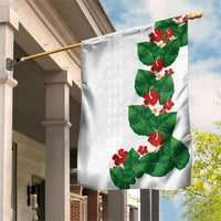 Hawaiian Taro Leaves-Hibiscus and Plumeria Garden Flag Polynesian Art-Kakau Tattoo White LT03 House Flag White - Polynesian Pride